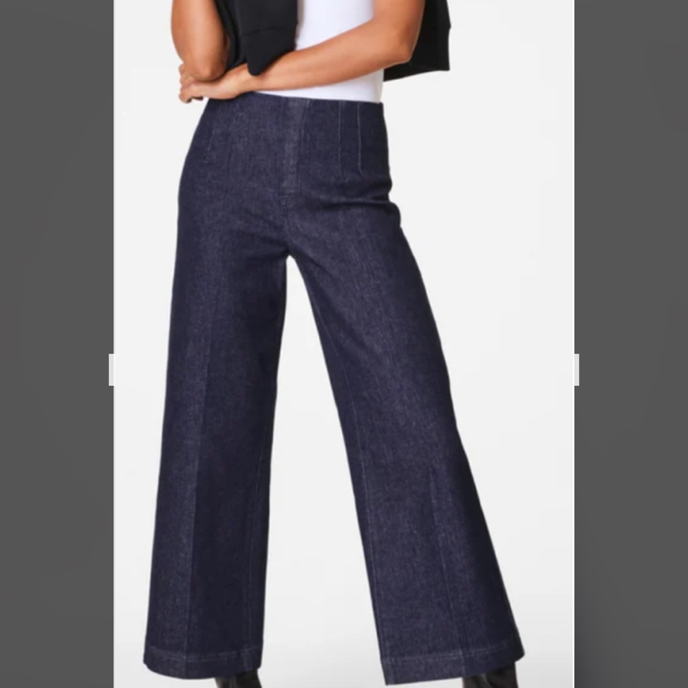 SPANX Blue Flare Wide Leg Jeans Petite M